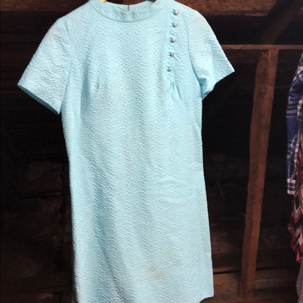 Vintage Early 60s Turquoise Shift Dress